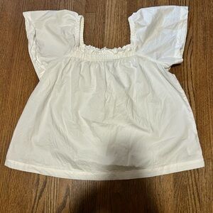 Gap White Flutter Sleeve Blouse